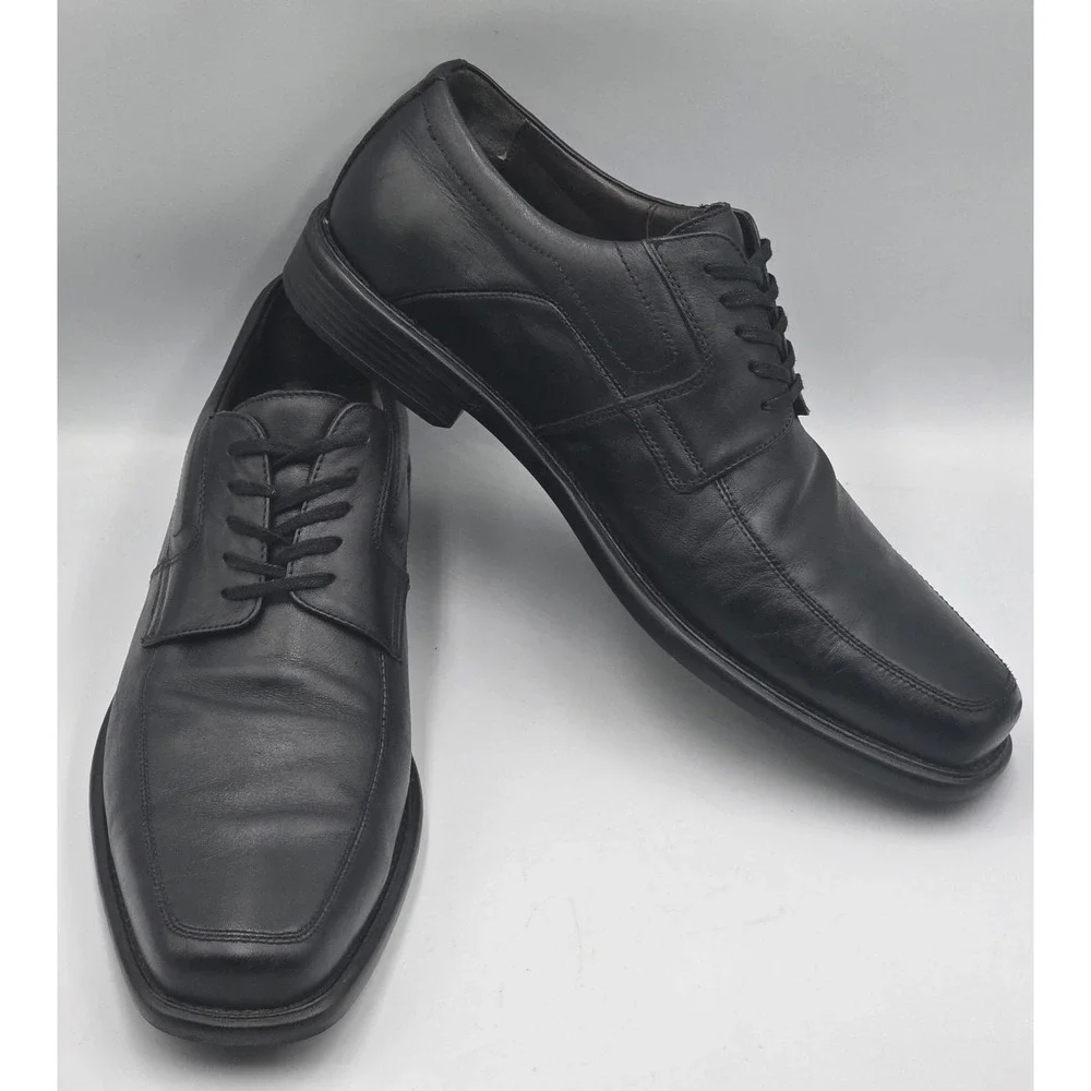 Johnston & Murphy J&M Flex Sheepskin Mens 11.5M Black Leather Oxford Shoes